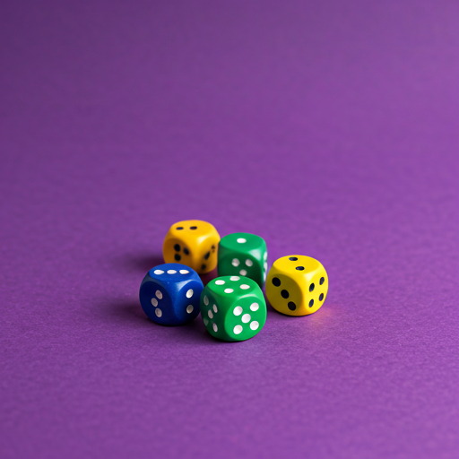 Dados de madera de colores sobre un fondo morado