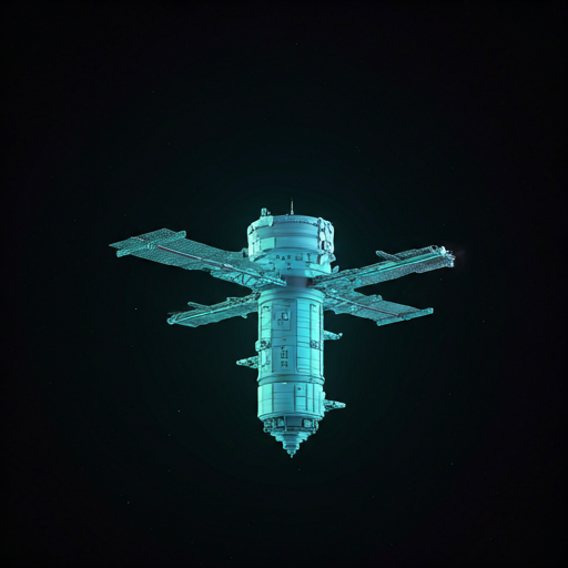 Fondo de estación espacial estilizado con colores neón