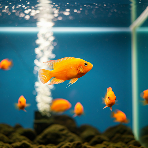 Vibrantes peces tropicales en un tanque de agua azul clara