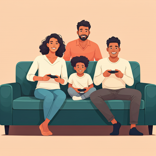 Familia feliz jugando